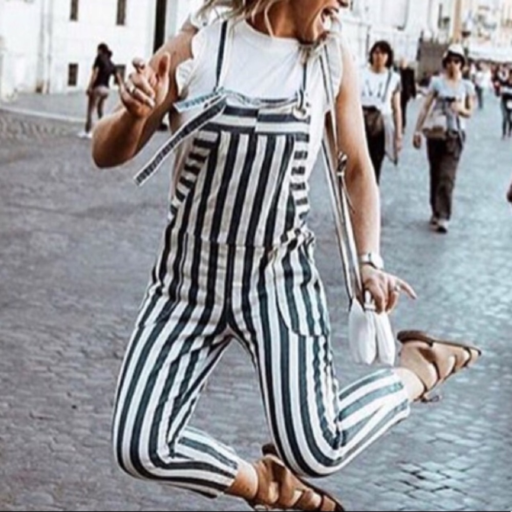 Striped denim overalls - Picture 2 of 7